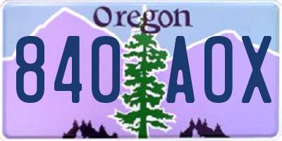 OR license plate 840AOX