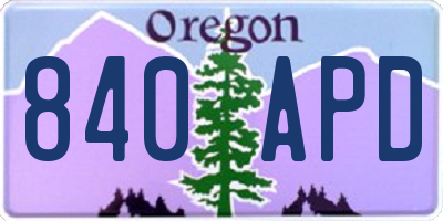OR license plate 840APD