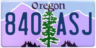 OR license plate 840ASJ