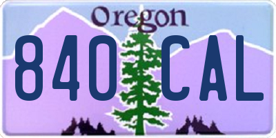 OR license plate 840CAL
