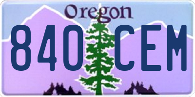 OR license plate 840CEM
