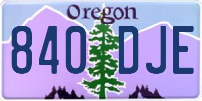 OR license plate 840DJE