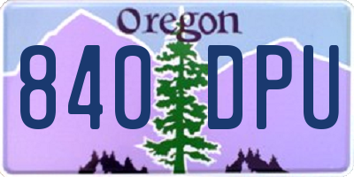OR license plate 840DPU