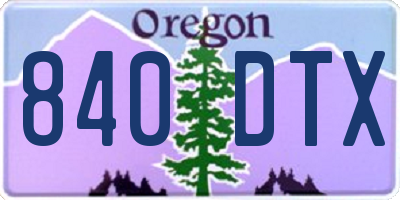 OR license plate 840DTX