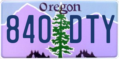 OR license plate 840DTY