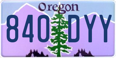 OR license plate 840DYY