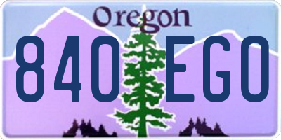 OR license plate 840EGO