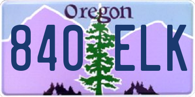 OR license plate 840ELK