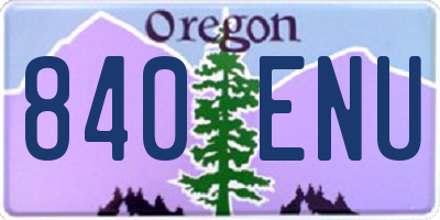 OR license plate 840ENU