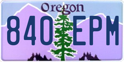 OR license plate 840EPM