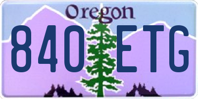 OR license plate 840ETG