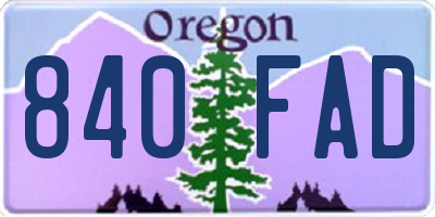 OR license plate 840FAD