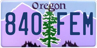 OR license plate 840FEM