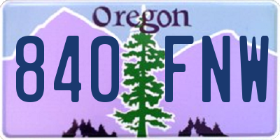 OR license plate 840FNW