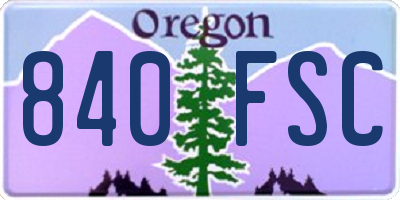 OR license plate 840FSC