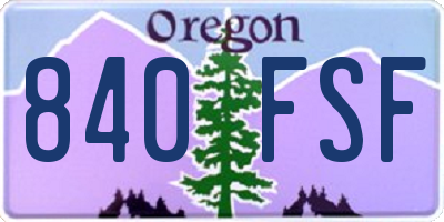OR license plate 840FSF