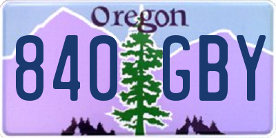 OR license plate 840GBY