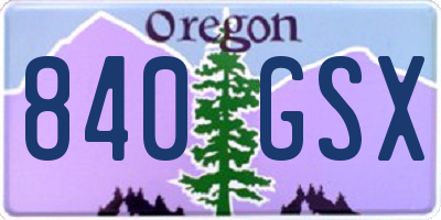 OR license plate 840GSX