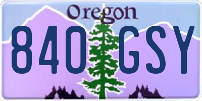 OR license plate 840GSY