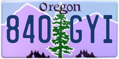 OR license plate 840GYI