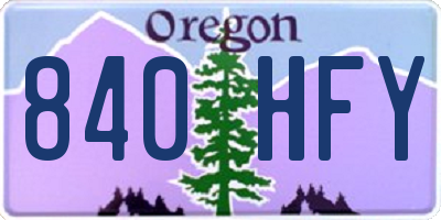 OR license plate 840HFY