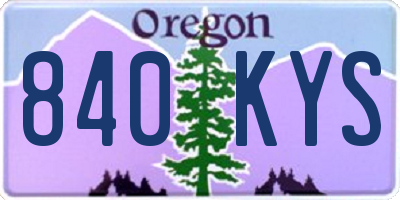 OR license plate 840KYS