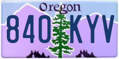 OR license plate 840KYV