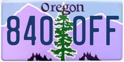 OR license plate 840OFF