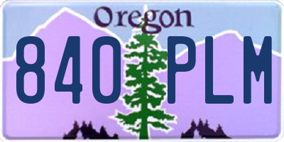 OR license plate 840PLM