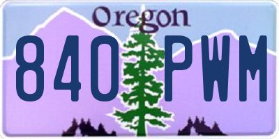 OR license plate 840PWM