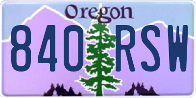 OR license plate 840RSW