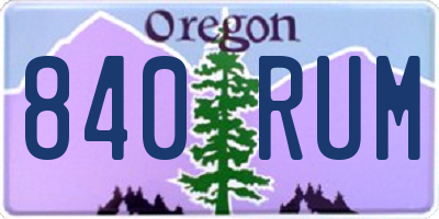 OR license plate 840RUM