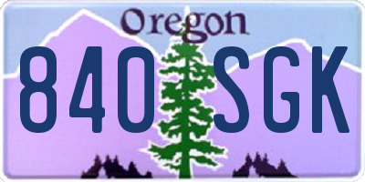 OR license plate 840SGK