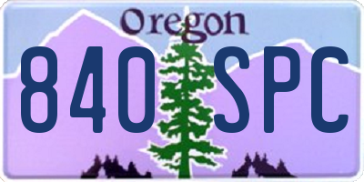 OR license plate 840SPC