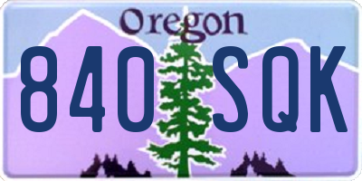OR license plate 840SQK