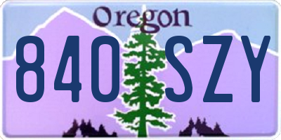 OR license plate 840SZY