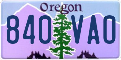 OR license plate 840VAO