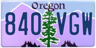 OR license plate 840VGW