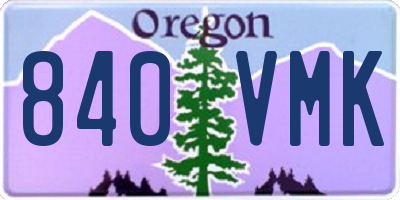 OR license plate 840VMK