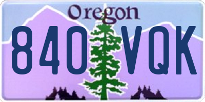 OR license plate 840VQK