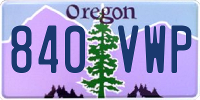 OR license plate 840VWP