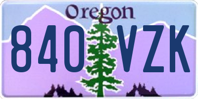 OR license plate 840VZK