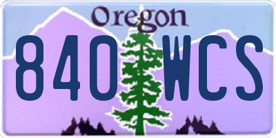 OR license plate 840WCS