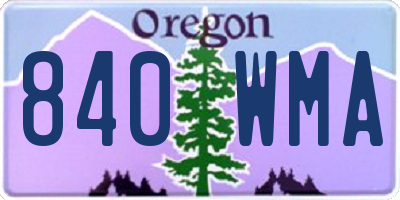 OR license plate 840WMA