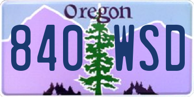 OR license plate 840WSD