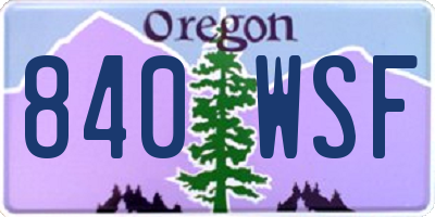 OR license plate 840WSF