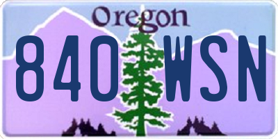 OR license plate 840WSN