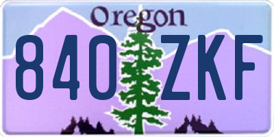 OR license plate 840ZKF