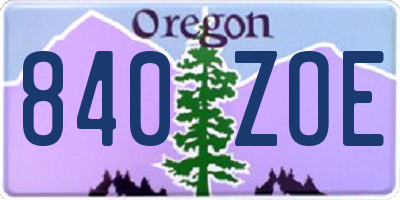 OR license plate 840ZOE