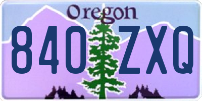 OR license plate 840ZXQ